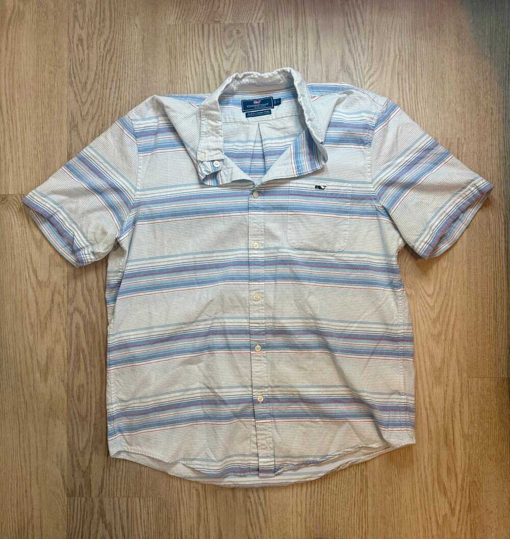 Vineyard Vines Slim Fit Tucker Shirt Striped Short Sleeve Button‑Up – Size L